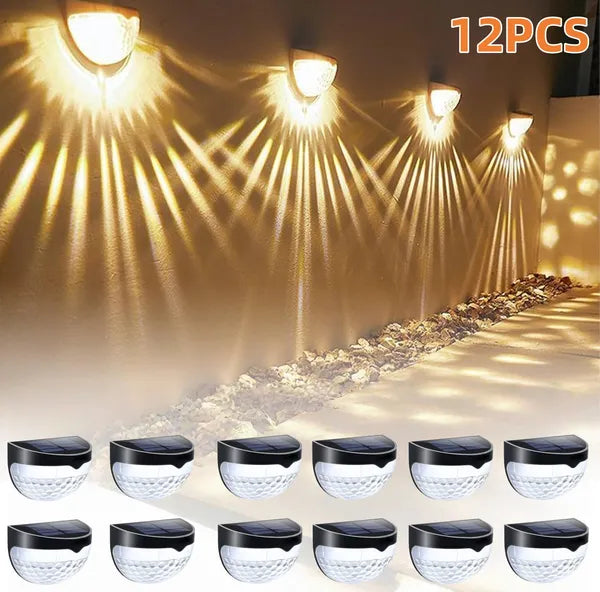 Solar Fence Lights Outdoor Waterproof Wall Deck Step Railing Lights 6 12 Pack