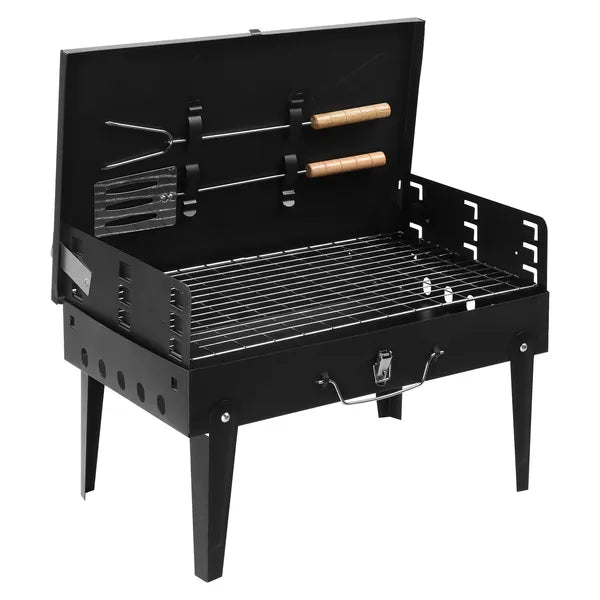 Portable Charcoal Grill Folding BBQ Grill Adjustable Grate Camping Picnic