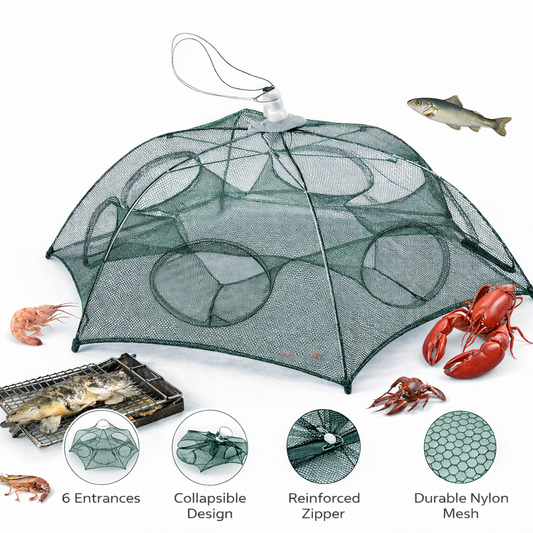 Fishing Bait Trap Crab Shrimp Crawdad Cast Dip Net Fish Minnow Cage Foldable