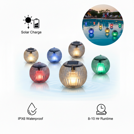 Outdoor Solar LED Floating Light Garden Pond Pool Lamp Rotating RGB Color Change