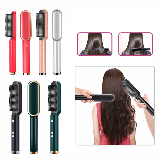 Hair Straightener Brush Electric Hot Straightening Comb Adjustable Heat Curler Styling Tool