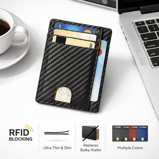 Mens Leather Slim Wallet RFID Blocking Credit Card Holder ID Money Pocket