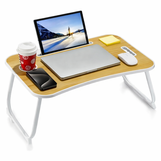 Laptop Tray Lap Desk Stand Foldable Bed Table Notebook Tray Cup Slot Adjustable