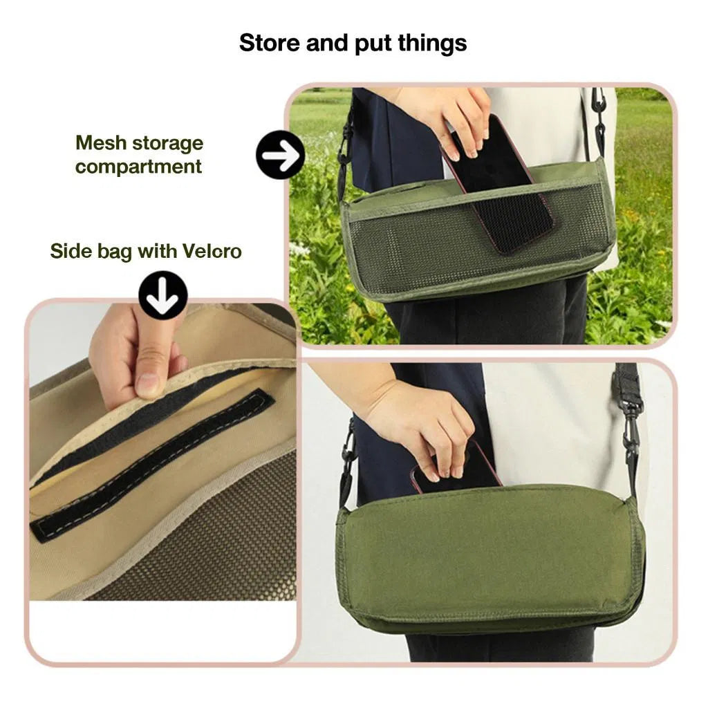 Portable Folding Camping Stool with Shoulder Bag Oxford Cloth Khaki Outdoor Seat