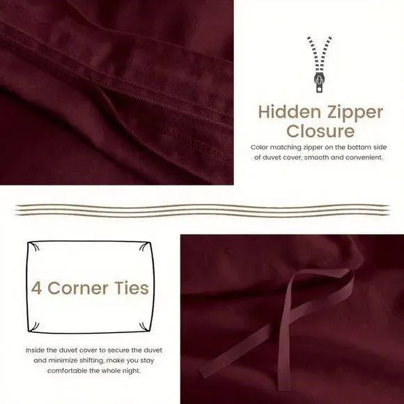 King Duvet Cover Set Soft Microfiber Luxury Bedding Hidden Zipper Corner Ties