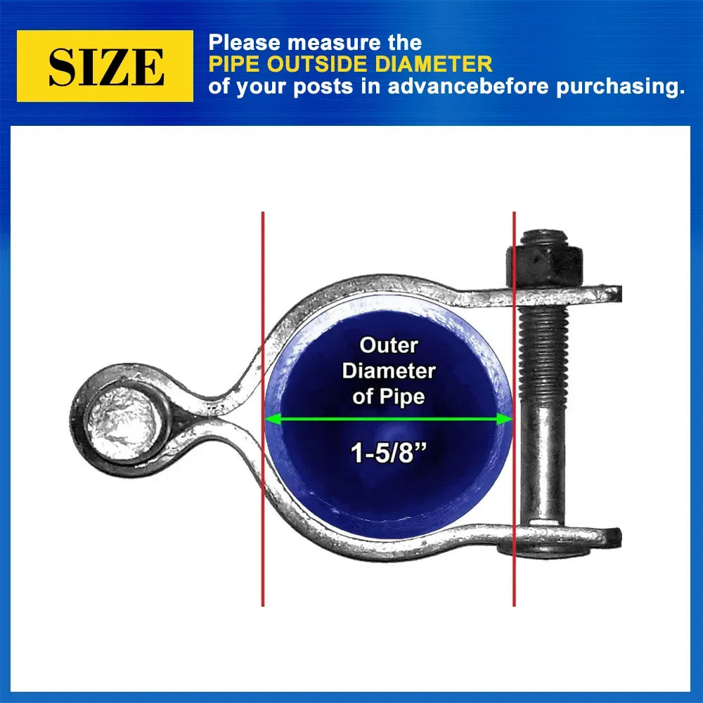 2 Pack 1-5/8in Chain Link Fence Gate Hinge Galvanized Steel Nut Bolt Hardware