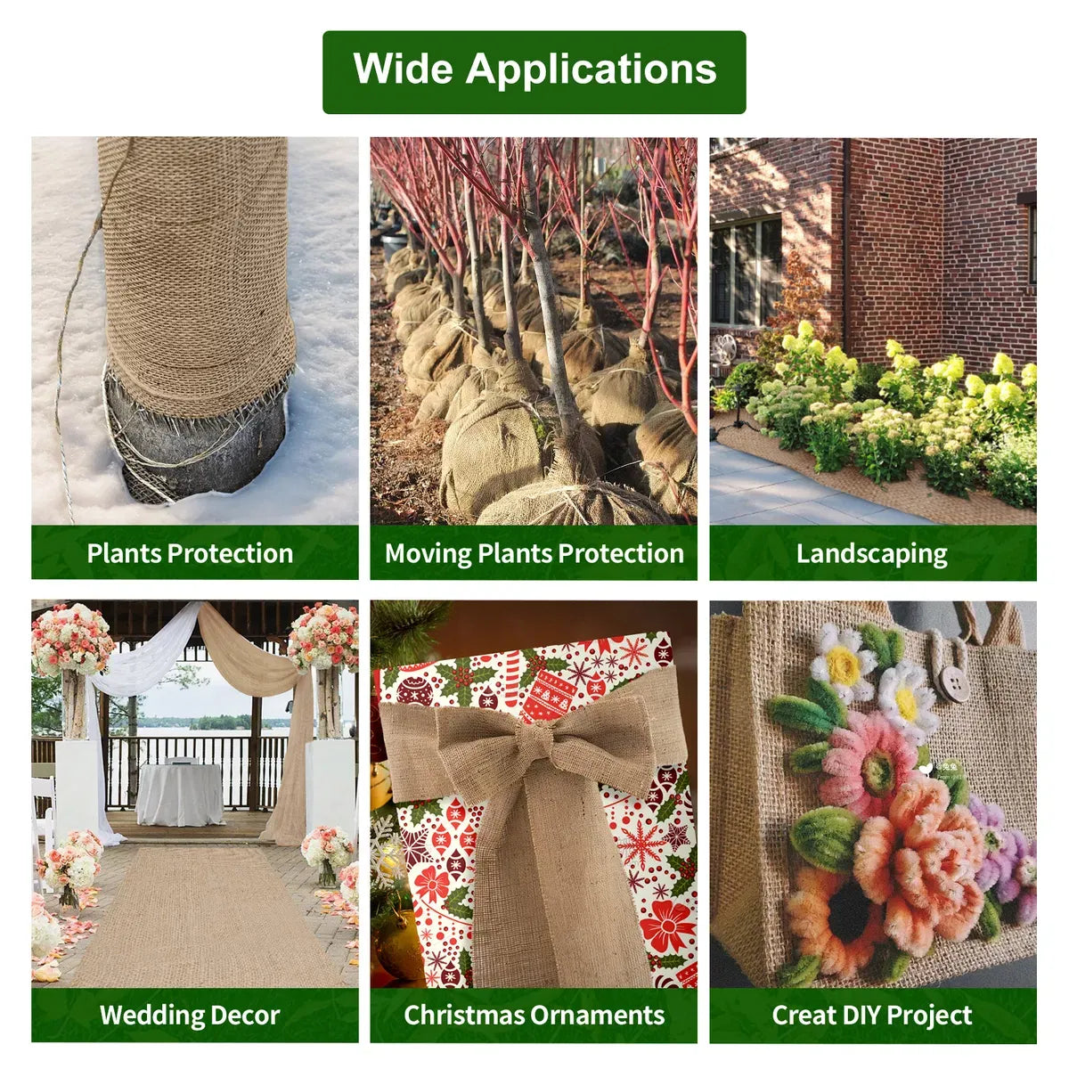 40in x 15ft Burlap Roll Natural Jute Garden Fabric Tree Wrap Weed Barrier