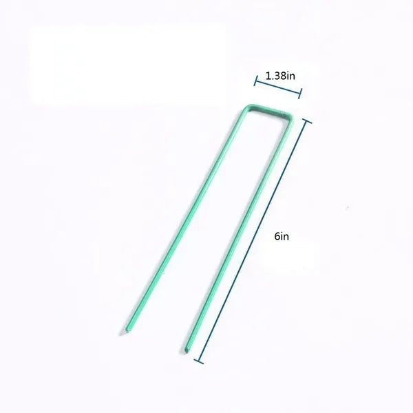 50PCS 9 Gauge Green Landscape Staples U Pins 6in Turf Weed Barrier Garden Stakes