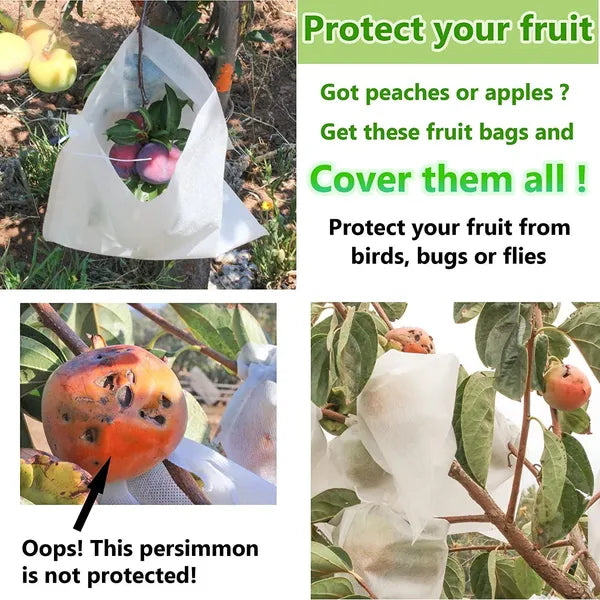Fruit Protection Bags 12x8 10 Pcs Insect Barrier Mesh Bags Drawstring White