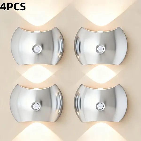LED Motion Sensor Wall Light Rechargeable Magnetic Wireless Indoor Sconce 2 Pack