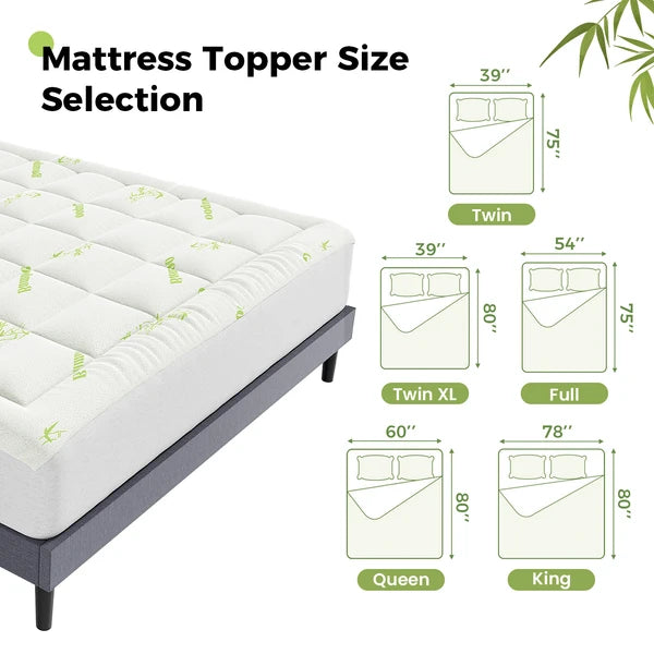 Cooling Mattress Topper Bamboo Viscose Quilted Deep Pocket Mattress Pad Full King