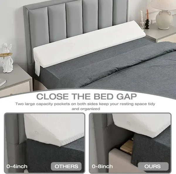 Bed Gap Filler Pillow 54 Inch Full Mattress Wedge Cushion Bamboo Cover White