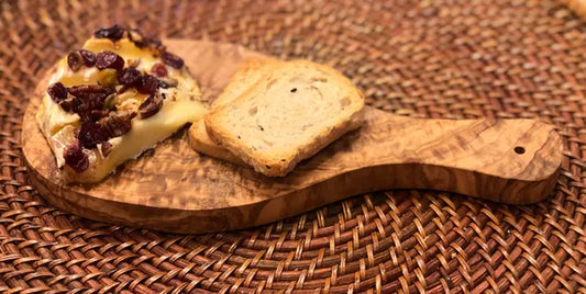 Olive Wood Cutting Board with Handle Handmade Mediterranean Serving Board