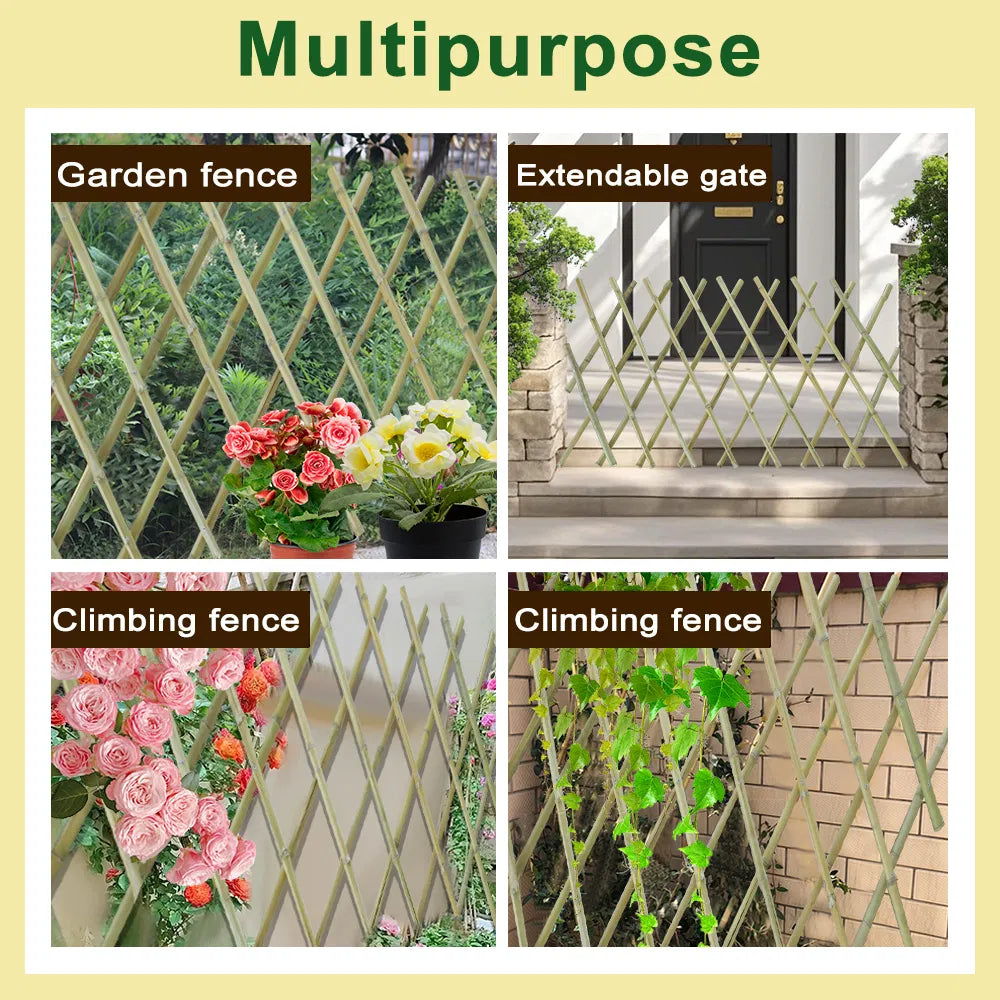Retractable Bamboo Fence 24x79 Expandable Garden Trellis Climbing Plant Pet Gate