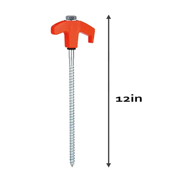 Screw In Tent Stakes 10 Pack Drillable Heavy Duty Steel Ground Anchors Orange
