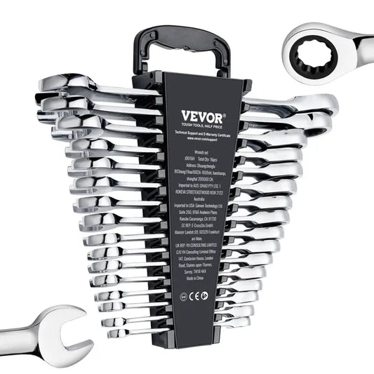 VEVOR 16 Piece Metric Ratcheting Wrench Set Cr-V Steel with Rack