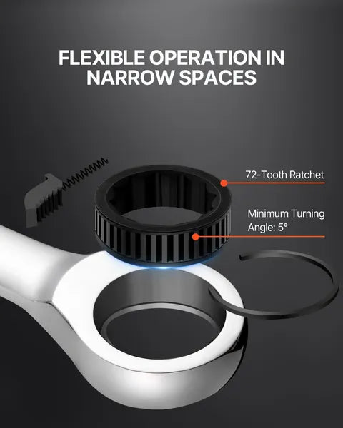 VEVOR 16 Piece Metric Ratcheting Wrench Set Cr-V Steel with Rack