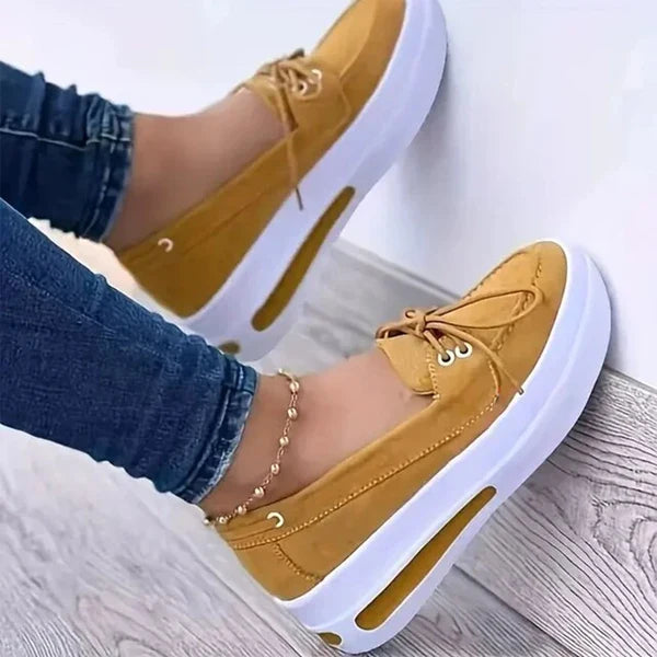 Women Slip On Wedge Sneakers Closed Toe Platform Casual Lace Up Shoes