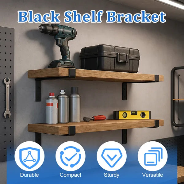 12in Black Shelf Bracket Heavy Duty Steel Wall Mount Support Hardware 1 Pack