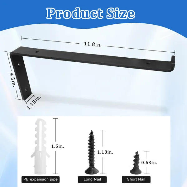 12in Black Shelf Bracket Heavy Duty Steel Wall Mount Support Hardware 1 Pack