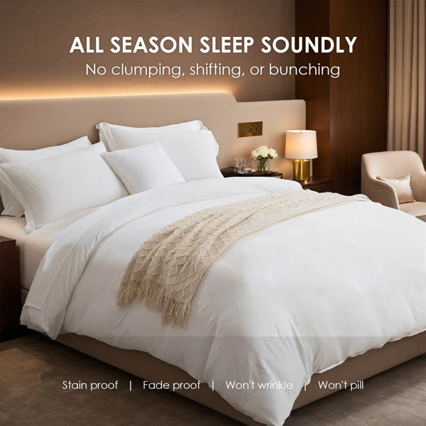 White Duvet Cover Set 3PC Solid Comforter Cover with 2 Pillow Shams
