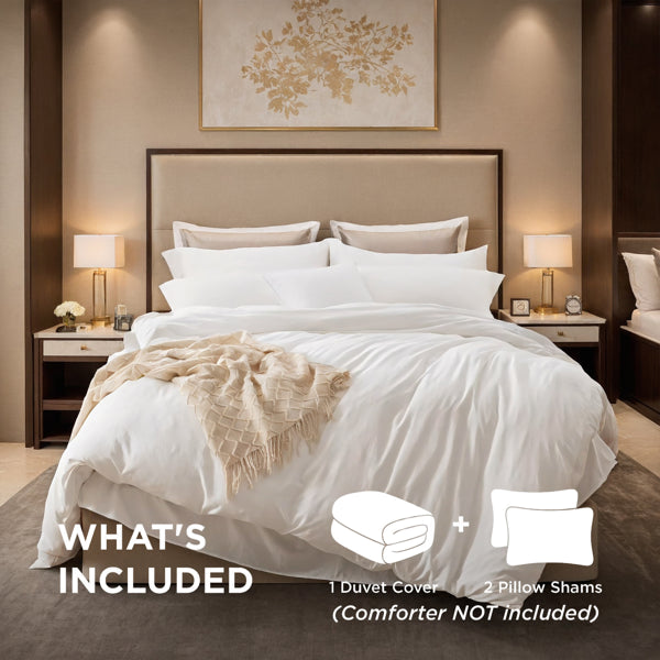 White Duvet Cover Set 3PC Solid Comforter Cover with 2 Pillow Shams