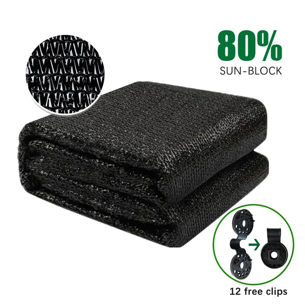10x16 Ft Shade Cloth 80% Sunblock Greenhouse Cover Garden Mesh Net 12 Clips