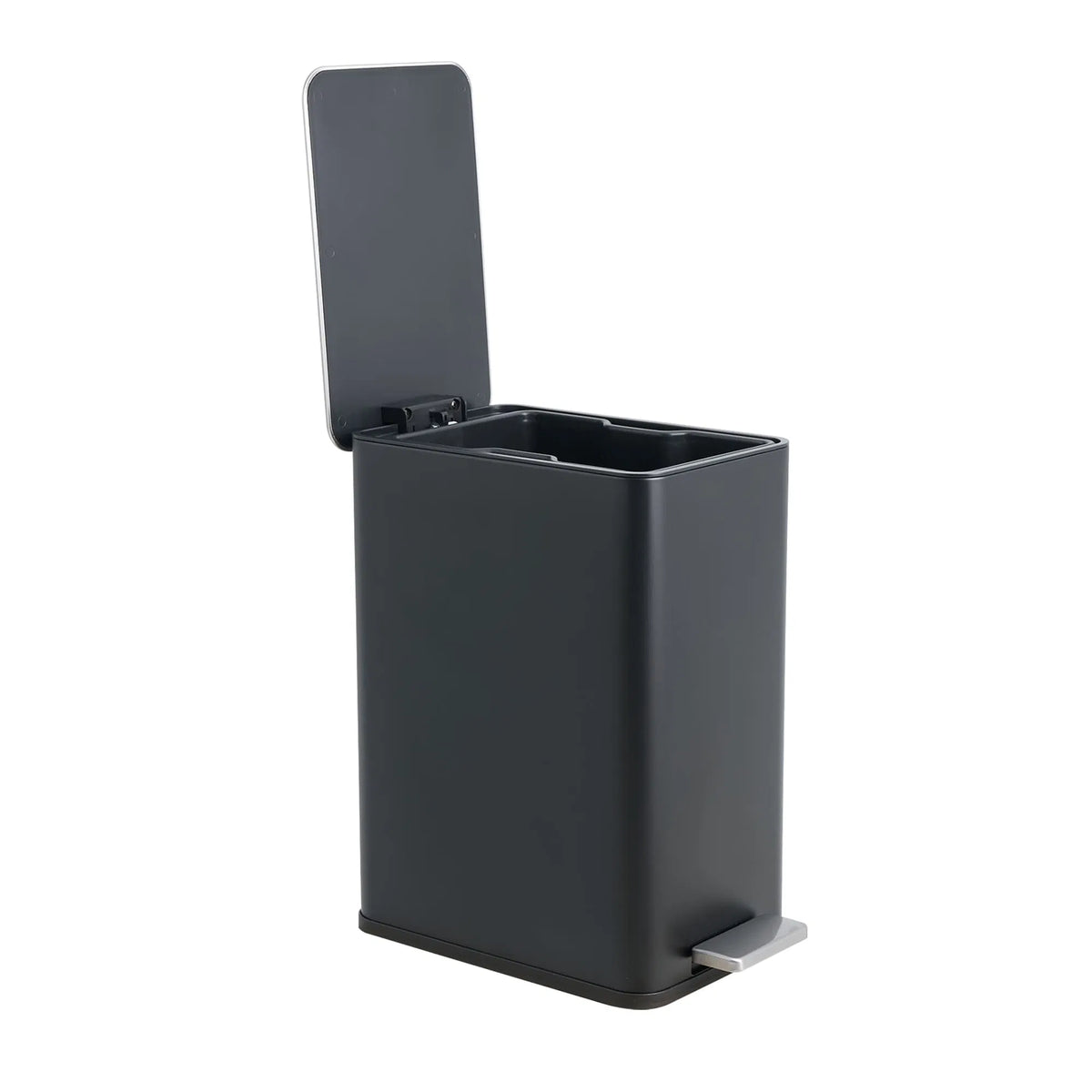 10L 2.6 Gal Stainless Steel Step Trash Can Black Removable Inner Bucket
