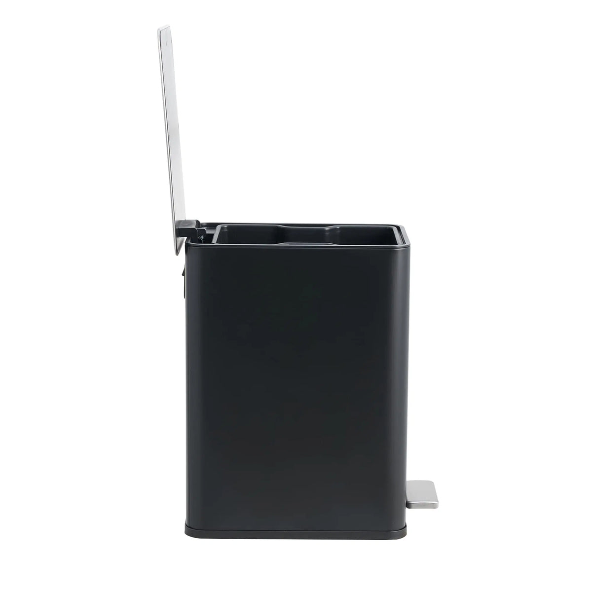 10L 2.6 Gal Stainless Steel Step Trash Can Black Removable Inner Bucket