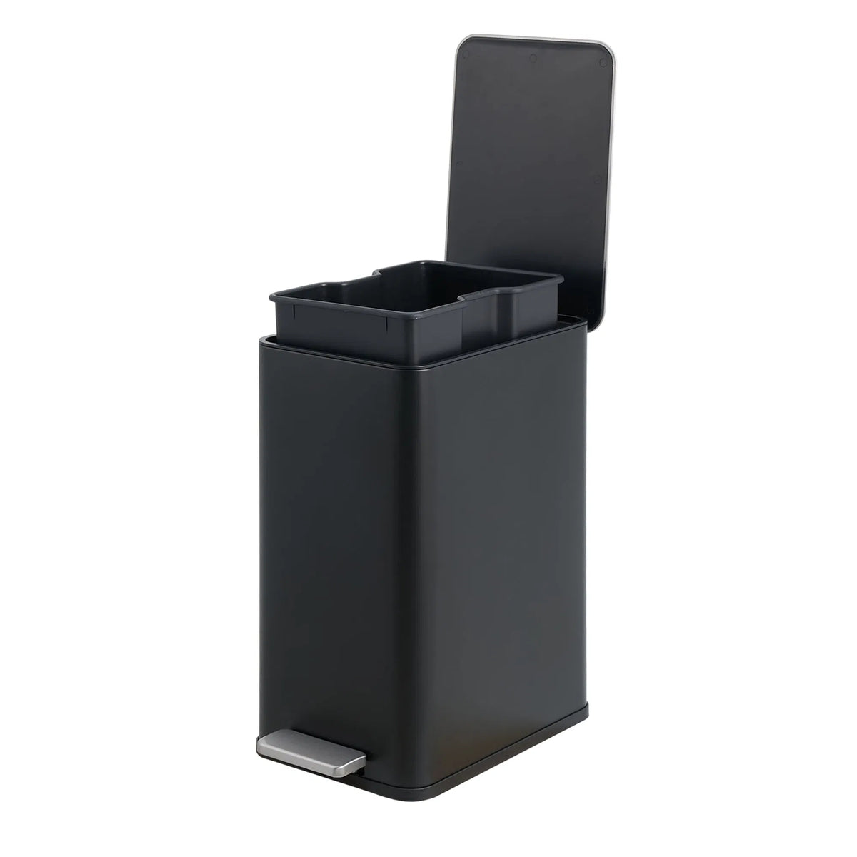 10L 2.6 Gal Stainless Steel Step Trash Can Black Removable Inner Bucket