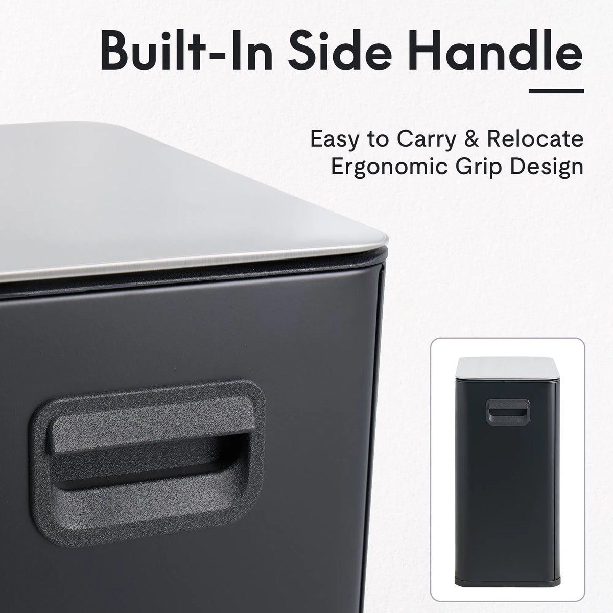10L 2.6 Gal Stainless Steel Step Trash Can Black Removable Inner Bucket