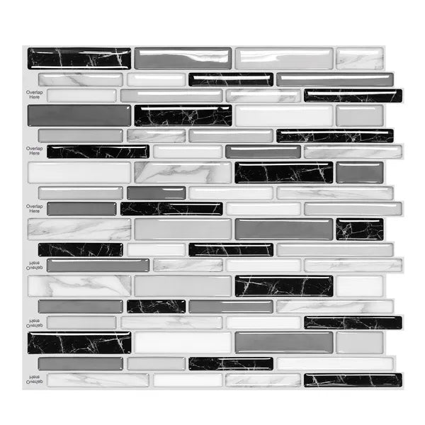 Peel and Stick Backsplash Tile 10 Pack Grey Marble Wall Tile 12x12 3D Gel