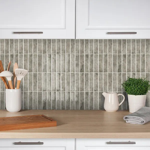 Peel and Stick Backsplash Tile 10 Pack Grey Kit Kat Wall Tile 12x12 3D Gel