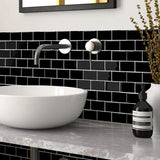 Peel and Stick Backsplash Tile 10 Pack Black Subway Tile 12x12 3D Gel Wall Tile