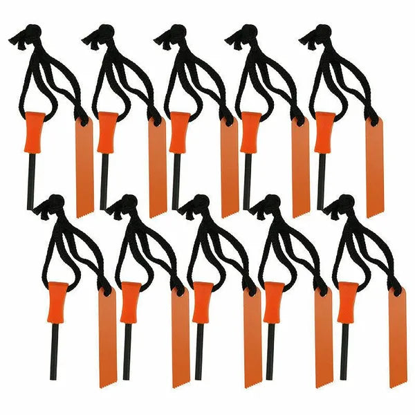 10 Pack Ferro Rod Fire Starter Steel Striker w/ Lanyard Camping Survival Kit