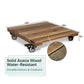 12" Acacia Wood Rolling Plant Caddy Stand Locking Wheels Indoor Outdoor Planter