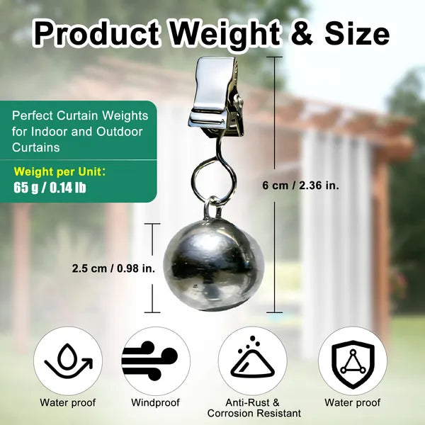 Outdoor Curtain Weights Clip On 16 Pack Heavy Duty Drapery Weights 3.3 oz