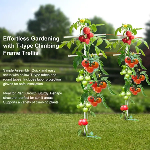 7FT Garden Trellis T-Type Plant Support Stake Tomato Cucumber Peas Climbing Vines