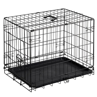 Dog Crate 24 30 Inch Foldable Metal Wire Kennel Single Door Removable Tray