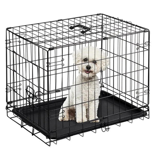 Dog Crate 24 30 Inch Foldable Metal Wire Kennel Single Door Removable Tray