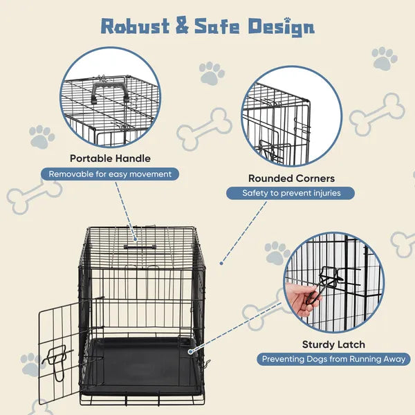 Dog Crate 24 30 Inch Foldable Metal Wire Kennel Single Door Removable Tray