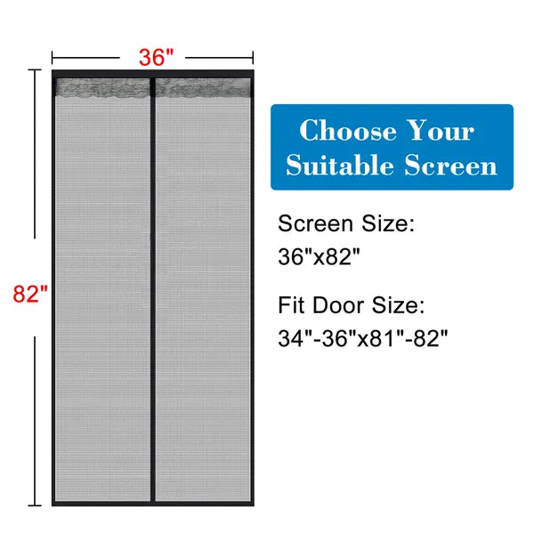 Magnetic Screen Door Fiberglass Mesh 29 Magnet Pairs Auto Close Weighted Black