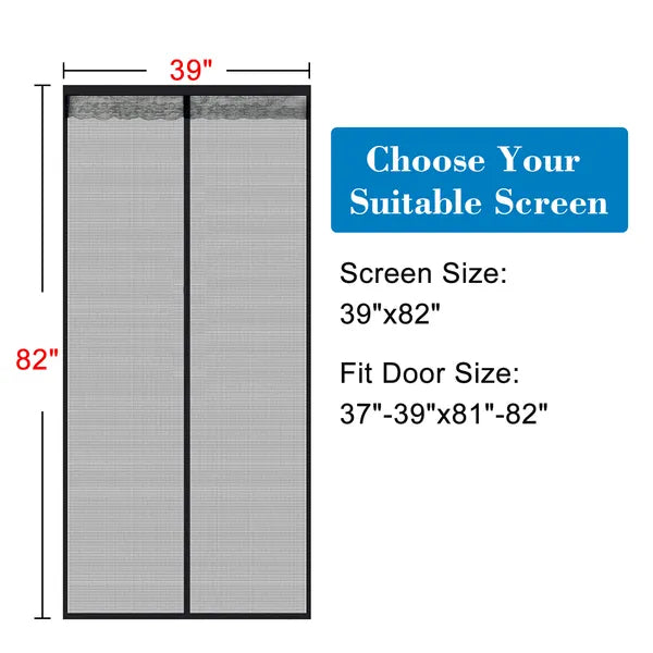 Magnetic Screen Door Fiberglass Mesh 29 Magnet Pairs Auto Close Weighted Black