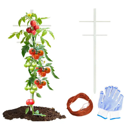 2 Pack 7FT Tomato Trellis Climbing Plant Support Garden Vine Stakes with Cord