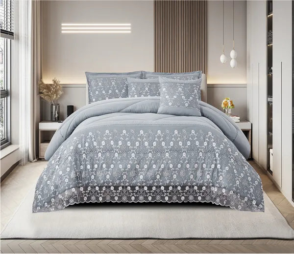 3 Piece Lace Embroidered Quilt Set Waterproof Bedspread Queen King Cal King
