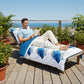 3 Piece Reversible Blue Feather Quilt Set Water Repellent Pet Proof King Cal