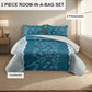 Teal Floral Lace Quilt Set 3 Piece Water Resistant Bedspread Queen King Cal King