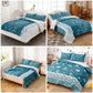 Teal Floral Lace Quilt Set 3 Piece Water Resistant Bedspread Queen King Cal King