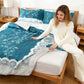 Teal Floral Lace Quilt Set 3 Piece Water Resistant Bedspread Queen King Cal King