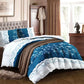 Teal Floral Lace Quilt Set 3 Piece Water Resistant Bedspread Queen King Cal King